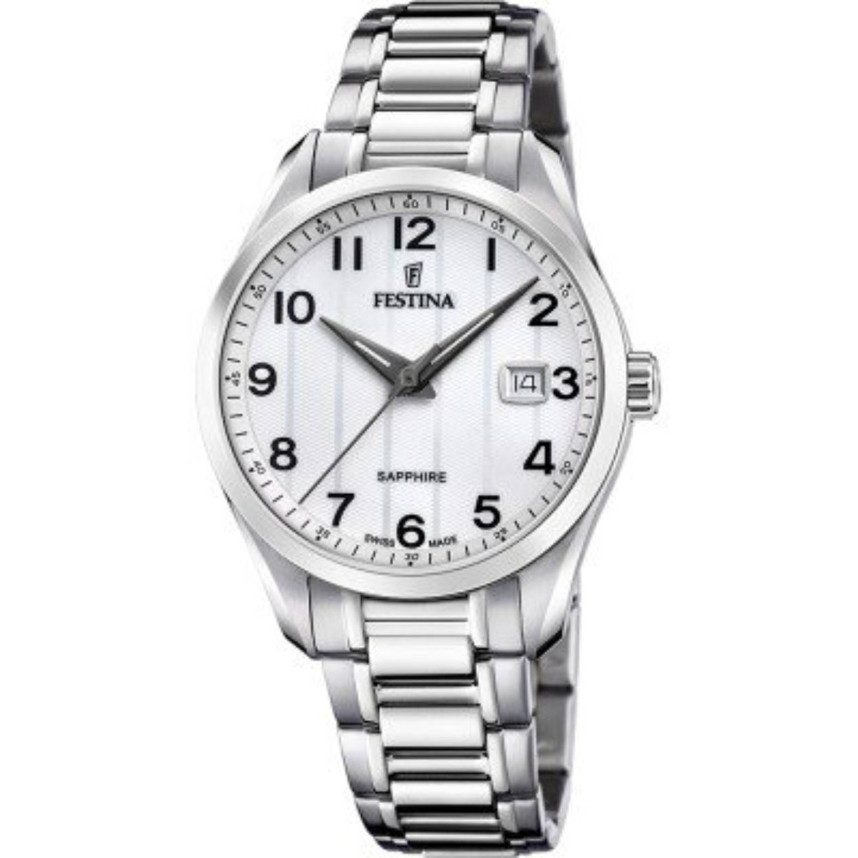 Festina - Swiss heren horloge, saffieglas, quartz, witte wijzerplaat, 50 meter WR - F20026/1
