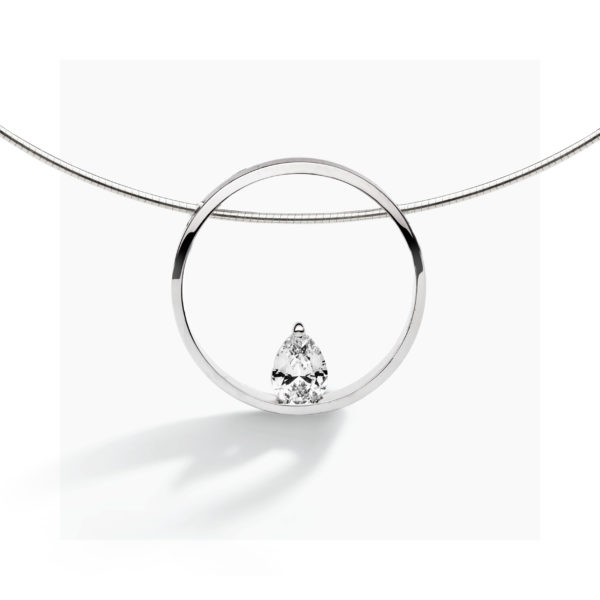 FJF collier zilver met ronde hanger en Swarovski steen