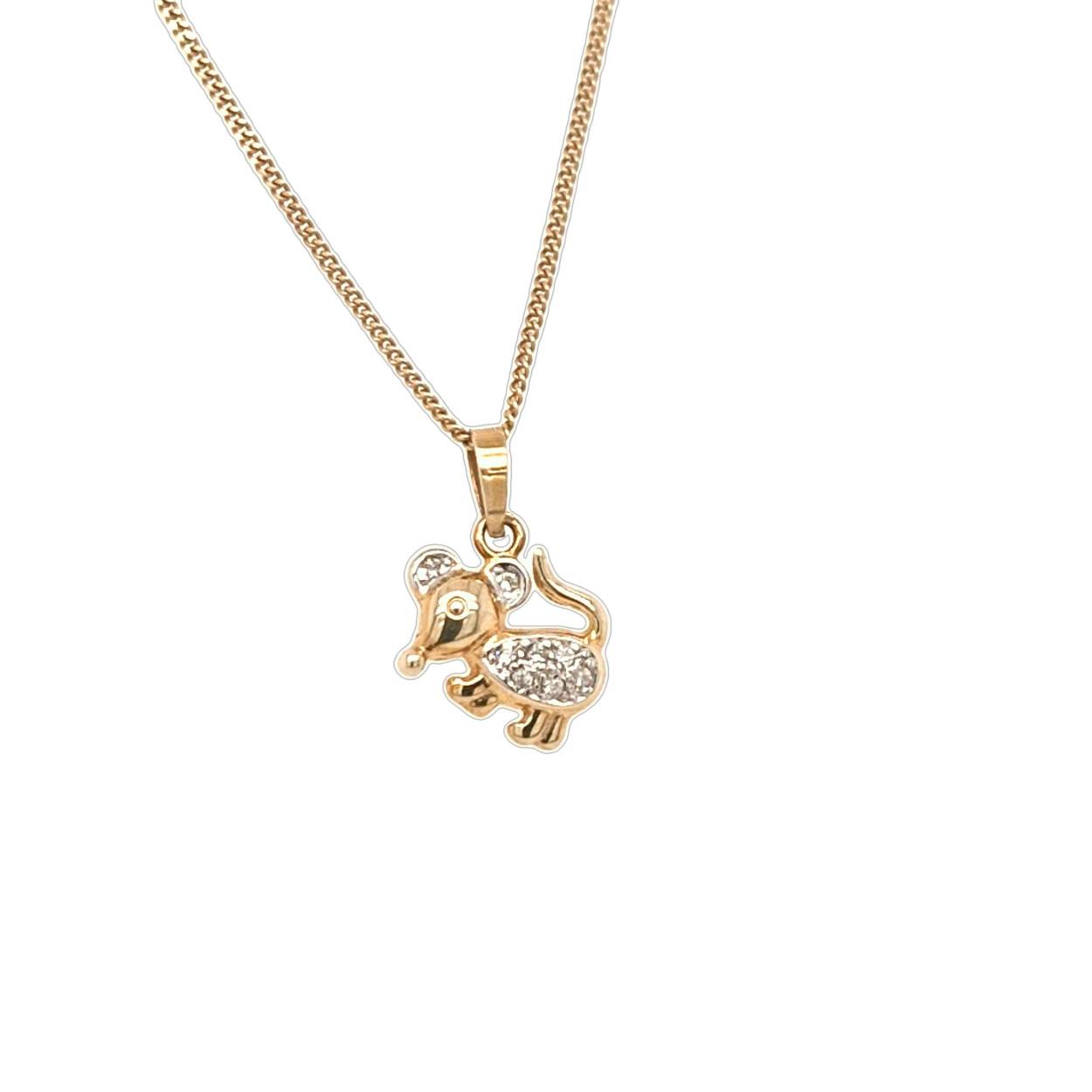 gouden bedel muis met zirconia