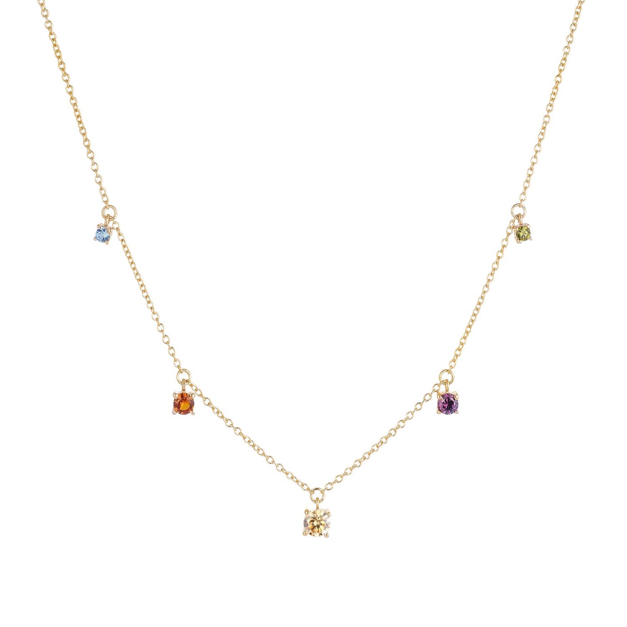 Sif Jakobs zilveren collier 18k goldplated SJ-N42125-ACZ-SG met multicoloured zirkonia's 