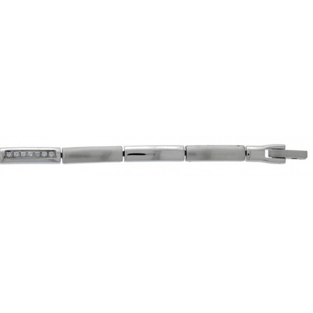 Staal collier mat-glanzend met zirkonia's 42+3 cm - 4 mm