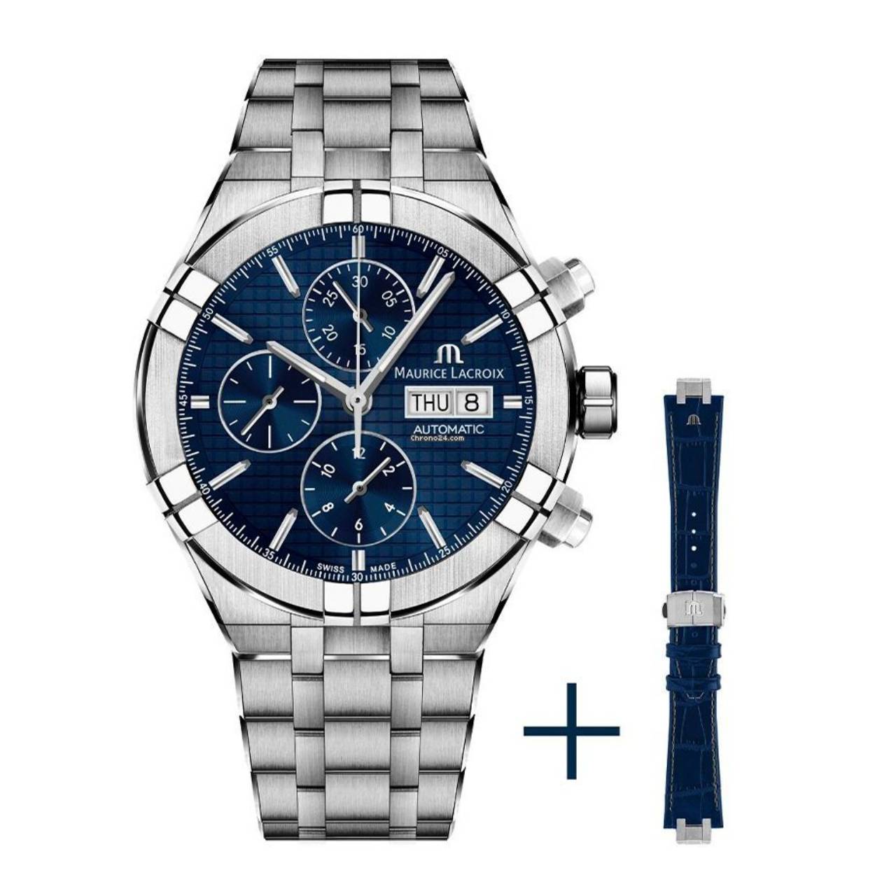 Het horloge wordt geleverd met een blauwe kalfsleren wisselband. Deze heeft een stalen vouwsluiting.. De banden kunt u zelf thuis eenvoudig verwisselen.

KALIBER
Opwinden: Automatisch
Kaliber/uurwerk: ML112
Gangreserve	48 h
Aantal jewels: 25
Frequentie: 28800 A/h

HORLOGEKAST
Materiaal horlogekast	Staal
Diameter	44 mm
Waterdicht	20 ATM
Materiaal lunette	Staal
Glas: Saffierglas
Wijzerplaat: blauw
Uurmarkeringen: Geen cijfers

HORLOGEBAND
Materiaal horlogeband	Staal
Kleur horlogeband	Staal
Sluiting	Dubbele vouw
Materiaal sluiting: Staal

FUNCTIES
Chronograaf, datum, dag

OVERIG
Kleine seconde, Lichtgevende indexen

