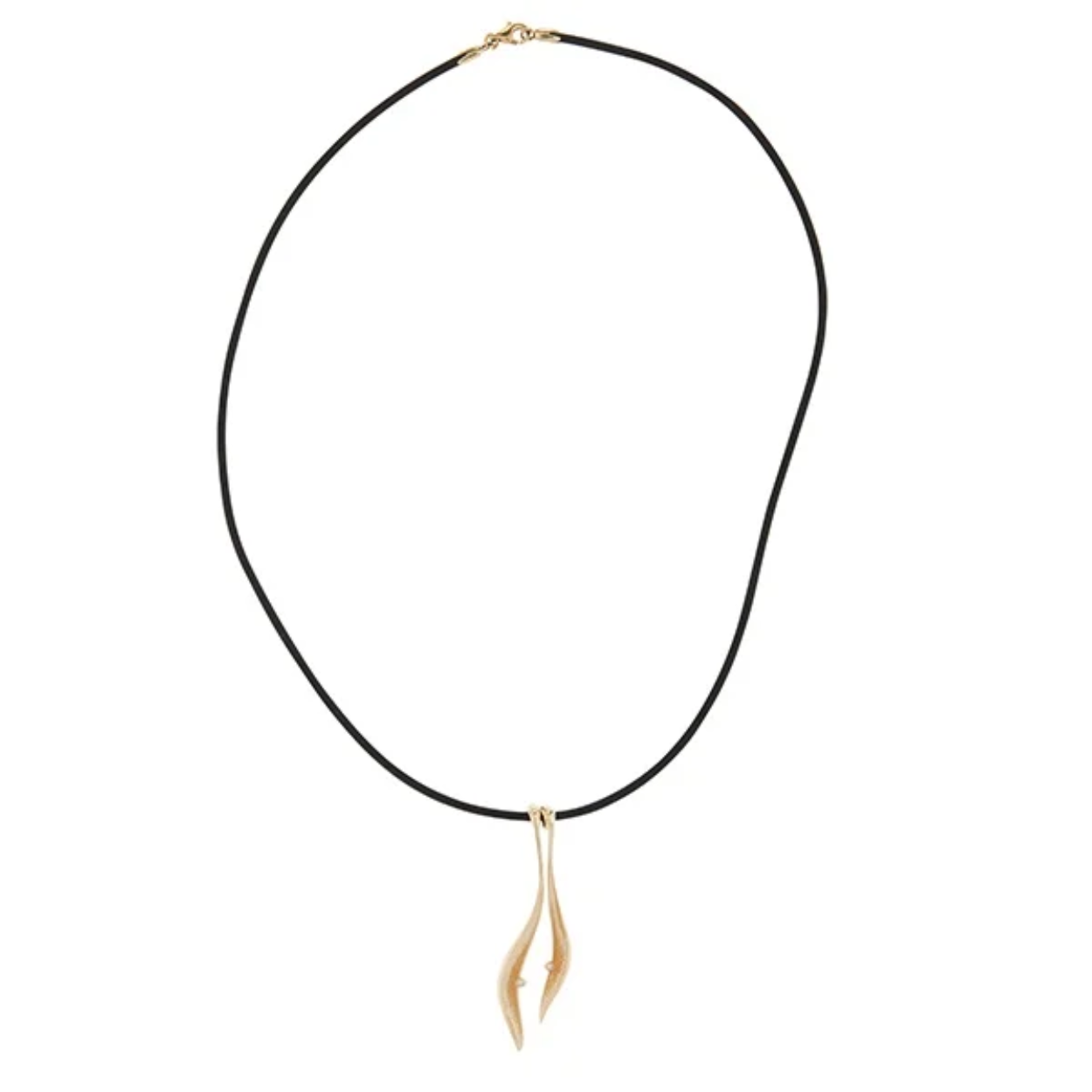LEONI JEWELLERY FREESIA 14K 2PART PENDANT ON RUBBER CORD WITH 2 DIAMOND 0.034CT.