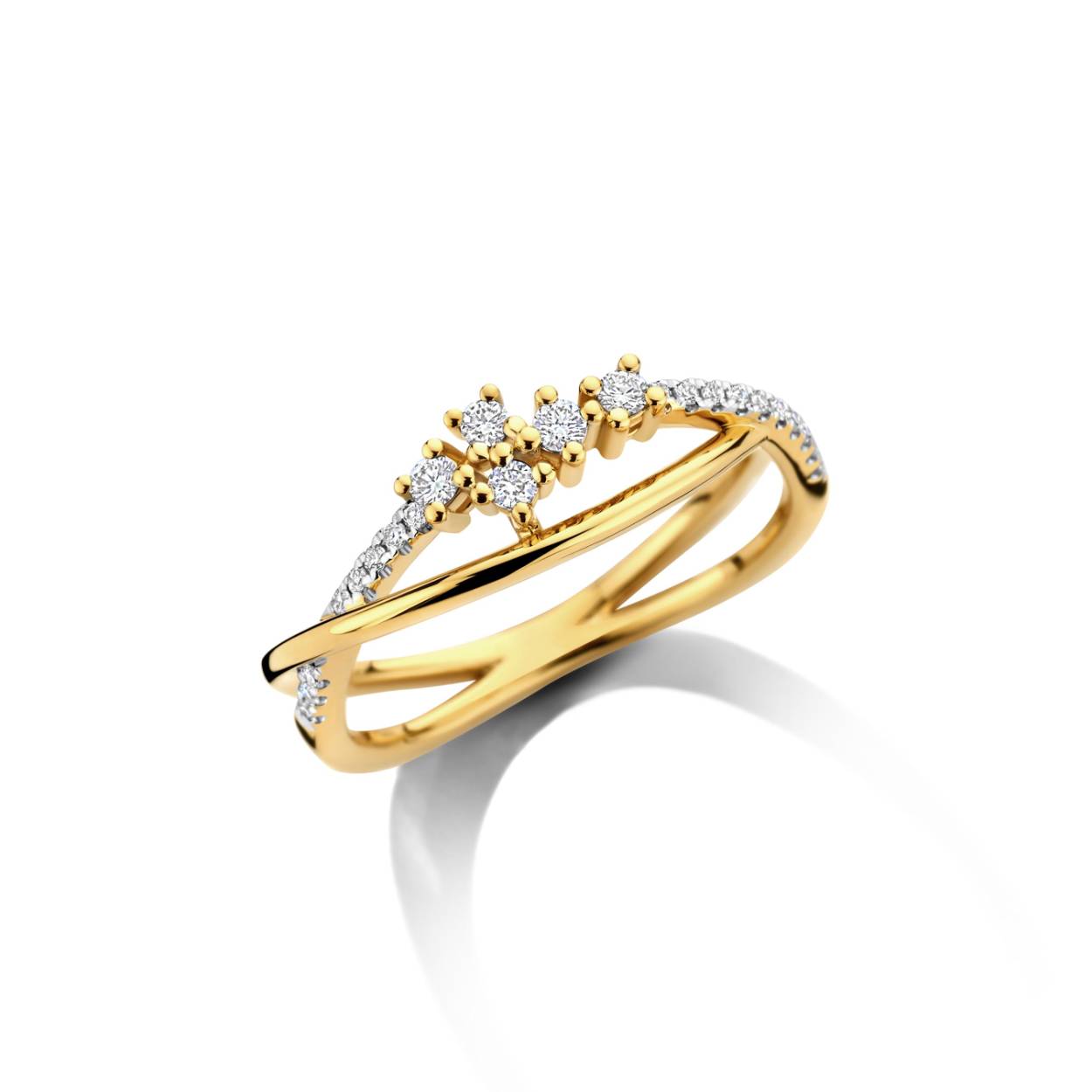 Ring geel goud 18kt met diamanten