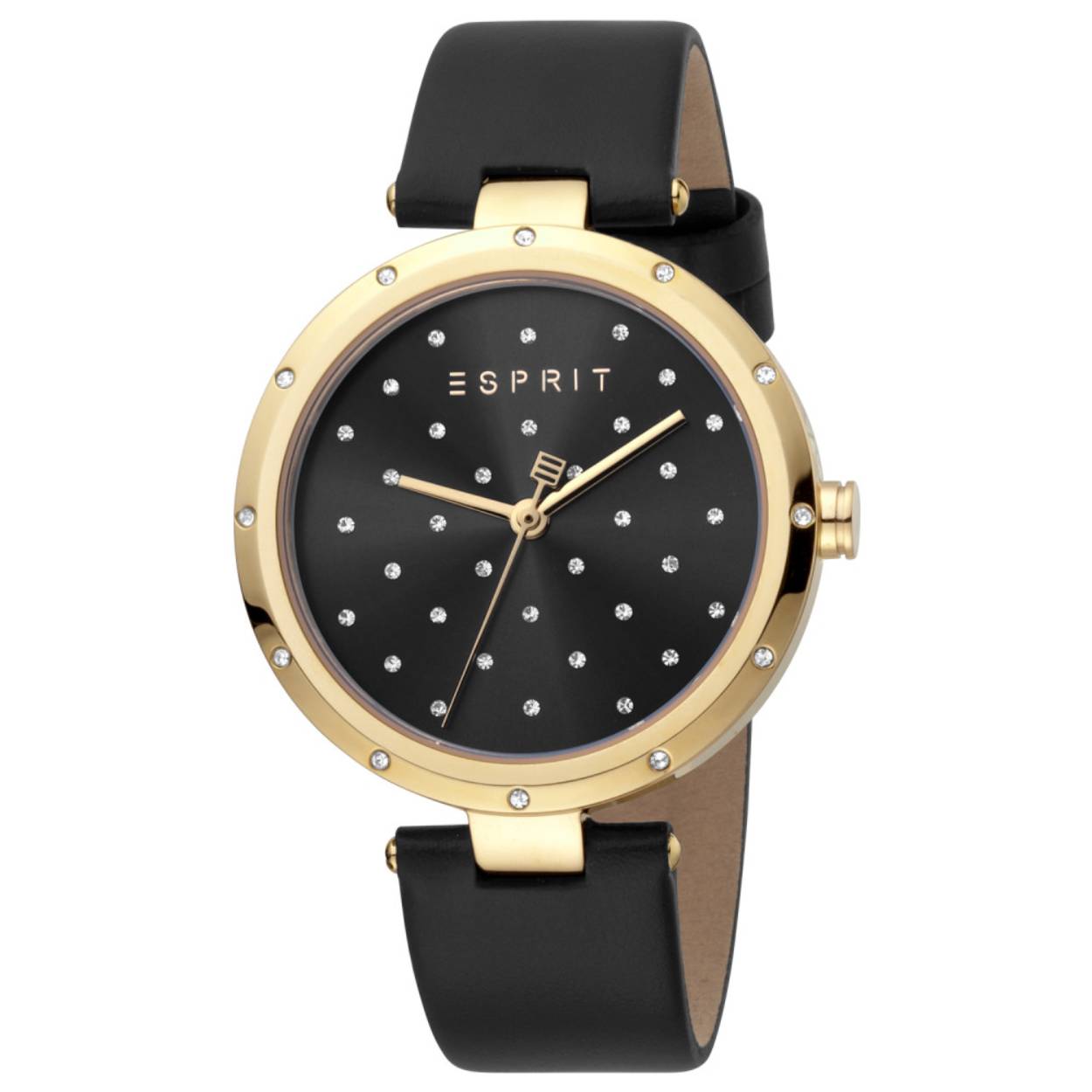 Dit dames horloge is van het merk Esprit. Het is een quartz horloge. De band is gemaakt van lederen. De diameter van de kast is 38mm.