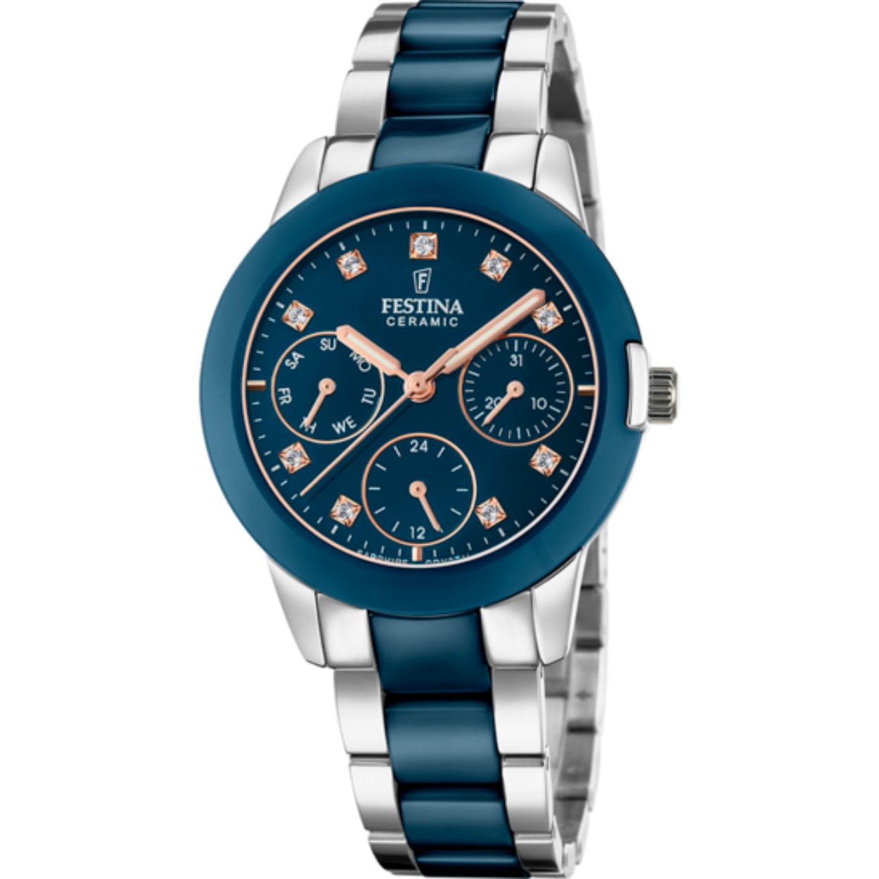 Festina dames horloge F20497/2 met een 316l roestvrijstalen kast- keramisch kast en een saffier glas met een 316l roestvrijstalen kast- keramisch band/armband.