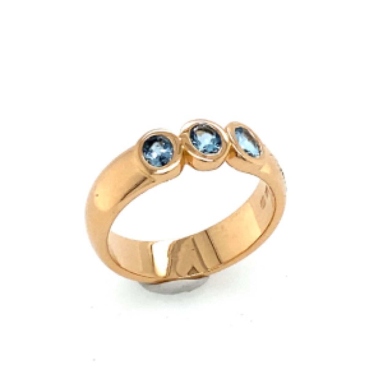18krt rosé gouden Belize ring met 3 x aquamarijn