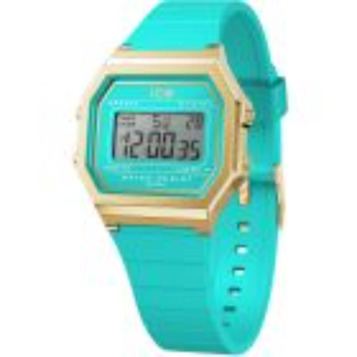 Interesse in dit ICE WATCH DIGIT RETRO BLUE CURACAO IW022055 S 32MM horloge? Dit mooie horloge van Ice Watch de IW022055 is een horloge met een Quartz uurwerk. Het horloge heeft een diameter van 32 mm, en is 11 mm dik. De weergave van de tijd is Digitaal. Verder is het horloge voorzien van een Mineraal horlogeglas. Het horloge is 3 bar (spatwaterdicht) waterdicht, en heeft een band van Siliconen in de kleur Turquoise. Wij leveren het horloge met 2 jaar garantie. 