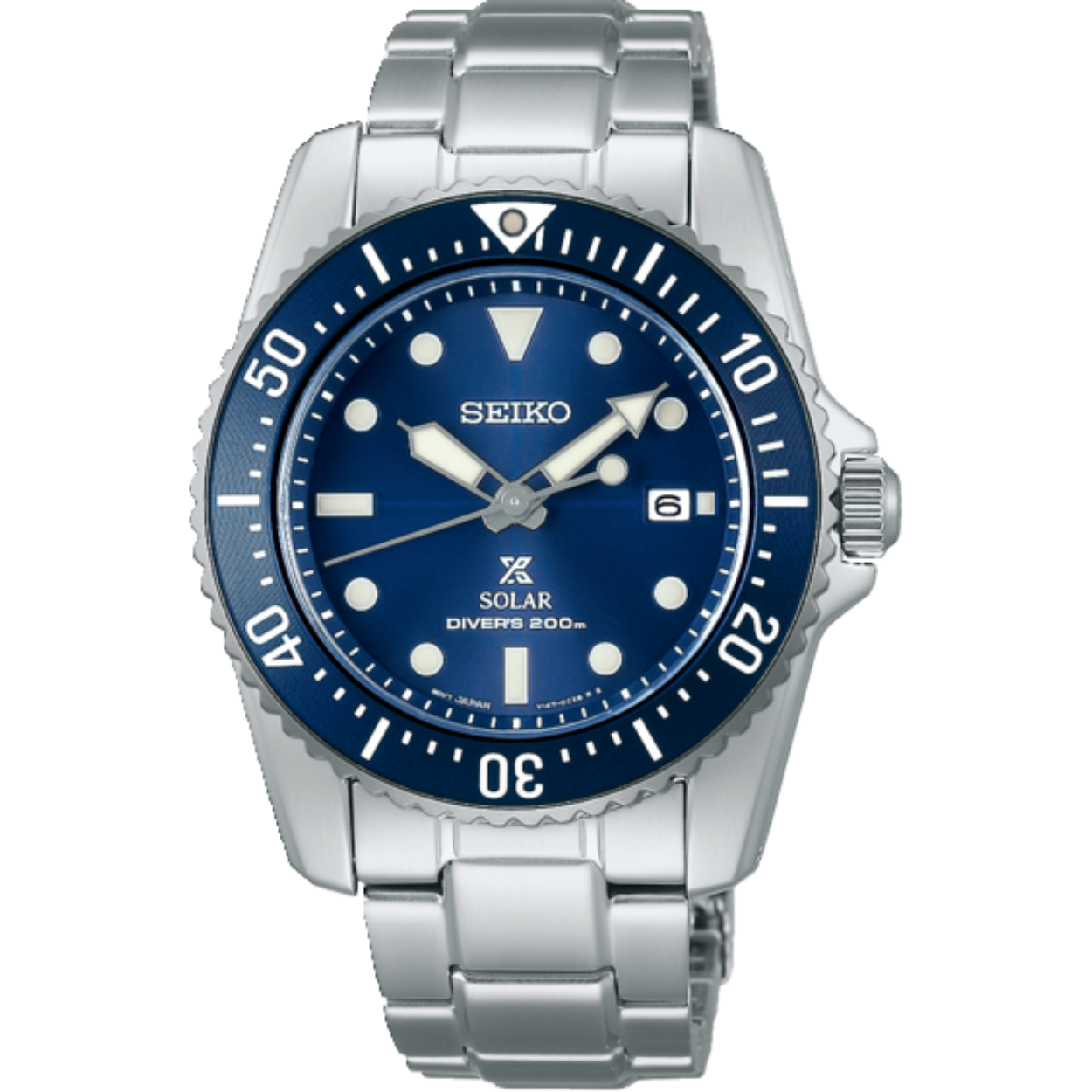 SEIKO PROSPEX SOLAR SS BRAVELET BLAUW 200M WR