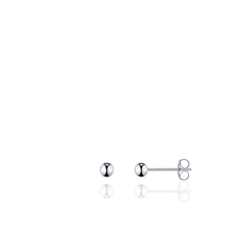 14k witgouden oorknoppen, bol 3mm diameter