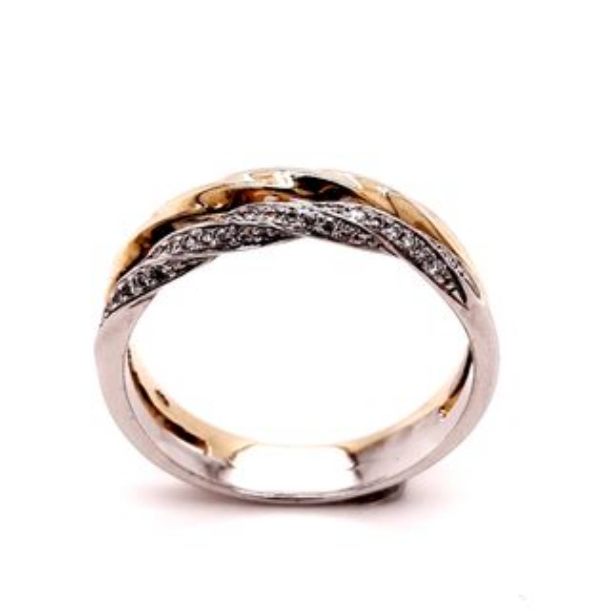 bicolour gouden ring met diamant 0.16