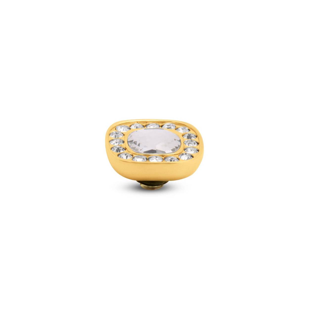Het Melano Twisted Cushion steentje heeft een superelegante en luxueuze uitstraling. Omlijst met een randje prachtige zirkonia. Het Twisted Cushion steentje is 10 mm breed