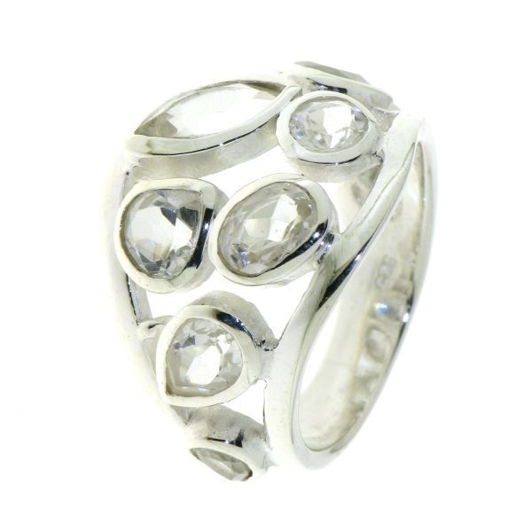 Zilveren ring met echte Bergkristal. Maat 18+