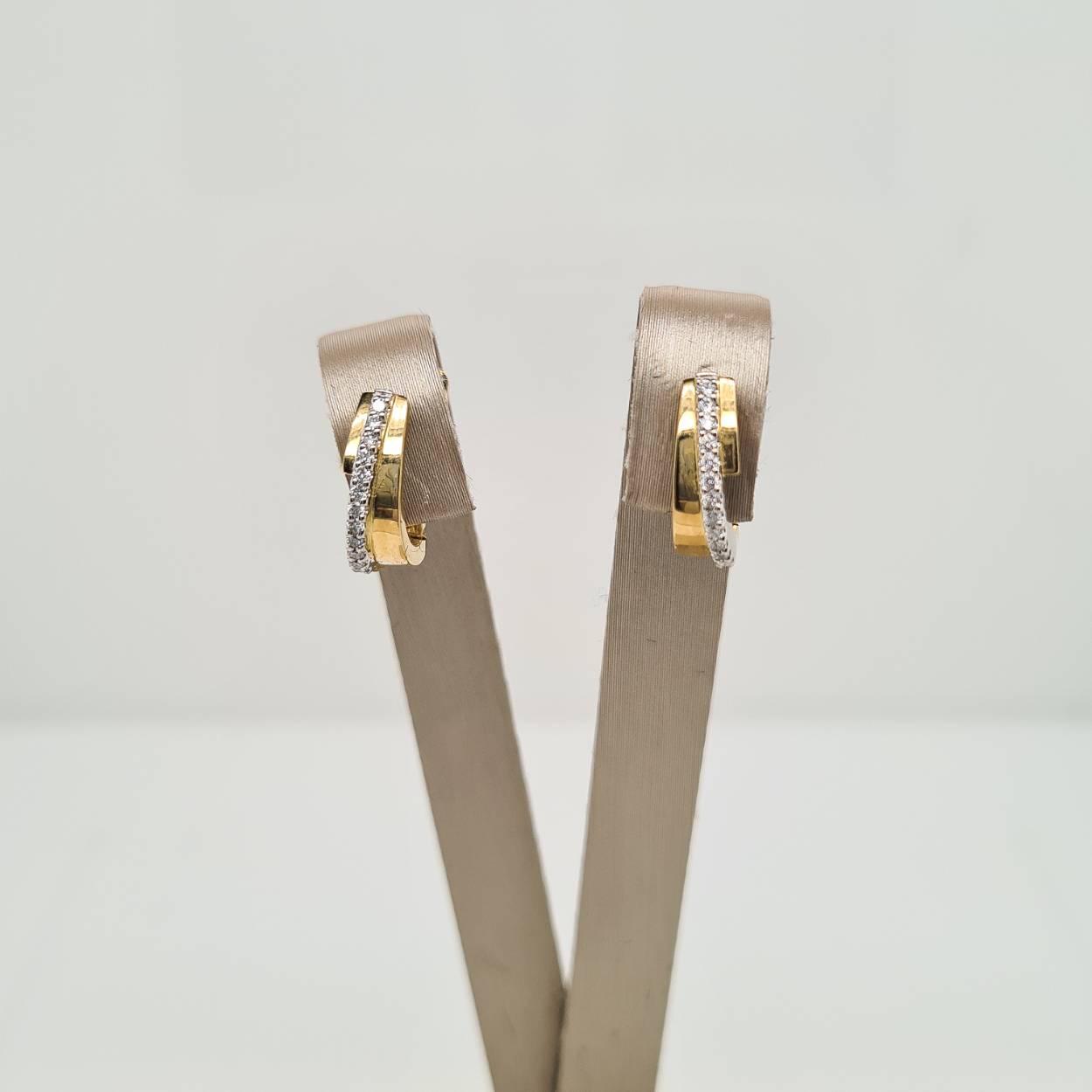 Prachtige 14 karaat gouden oorsieraden met diamant, 0.14crt. 