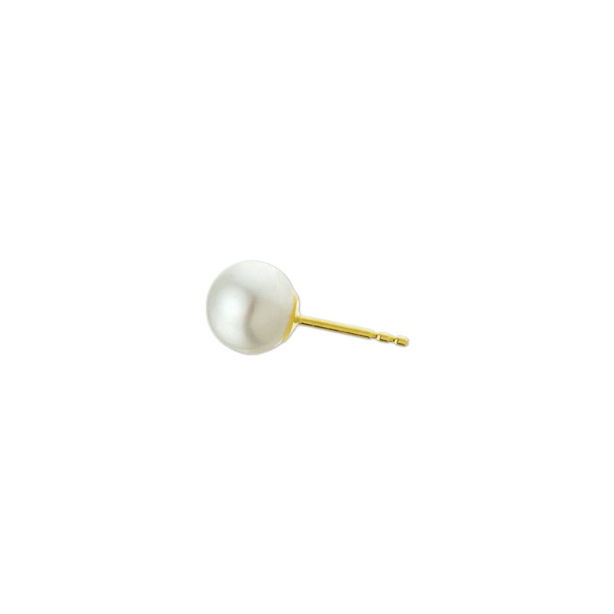 Gouden parel oorsteker 4mm parel met een lichte uitvoering van het achterkantje.
