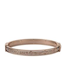 Dames slaven armband staal 60mm roseplated met zirkonia