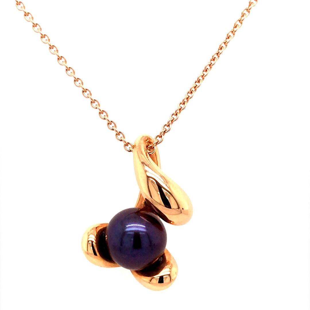 Rose gouden collier met hanger Tahiti parel 10mm