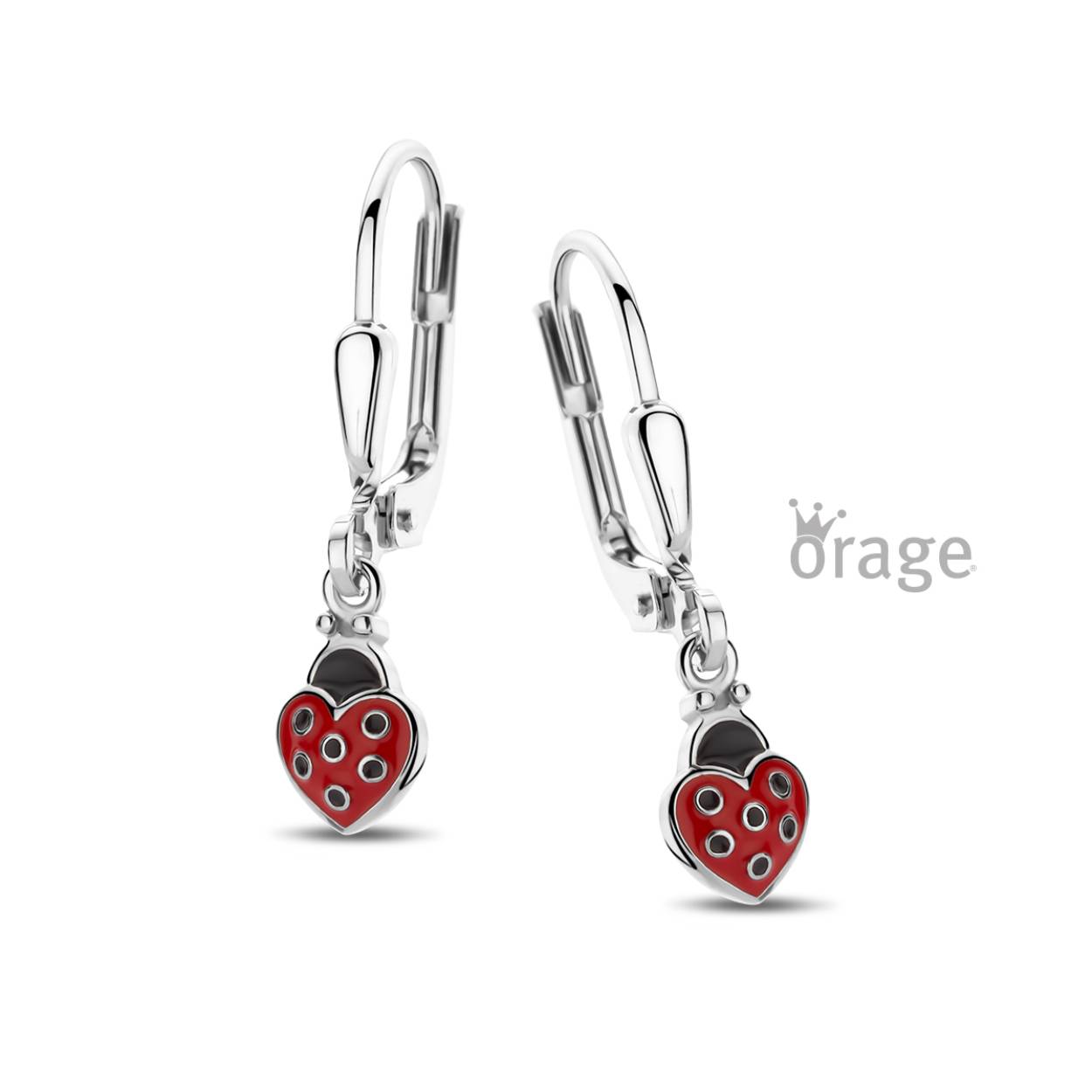 Orage Kids oorhangers zilver lieveheersbeestje