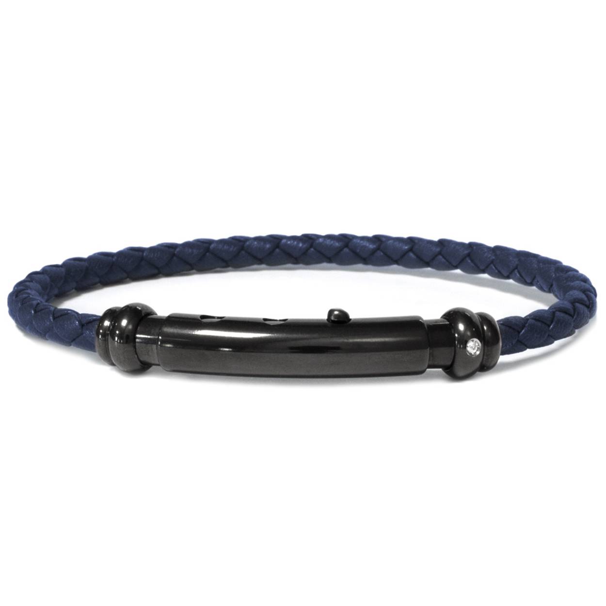 Borsari Gioielli armband edelstaal +18 krt / leer en diamant