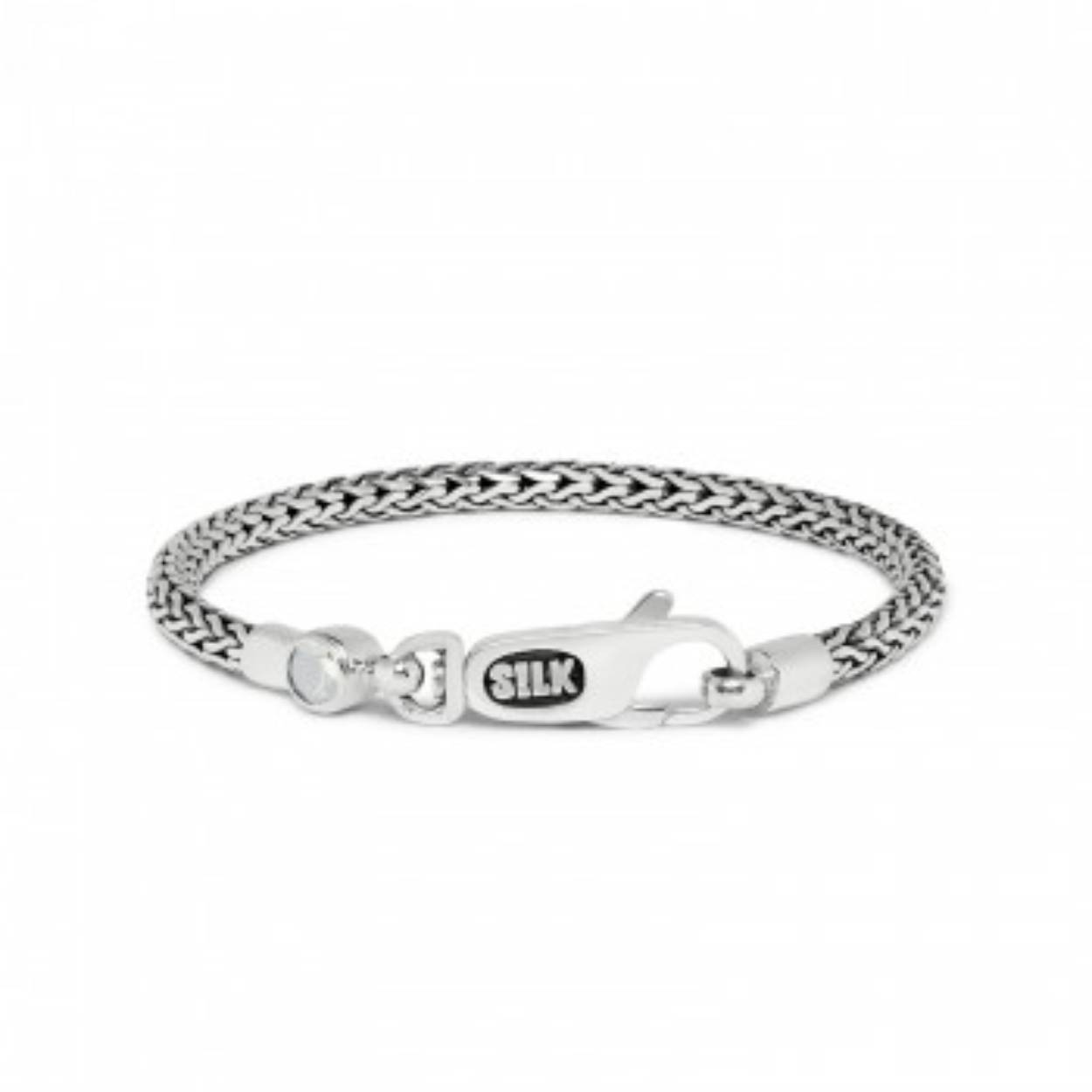 zilveren rong gevlochten armband, 18 cm