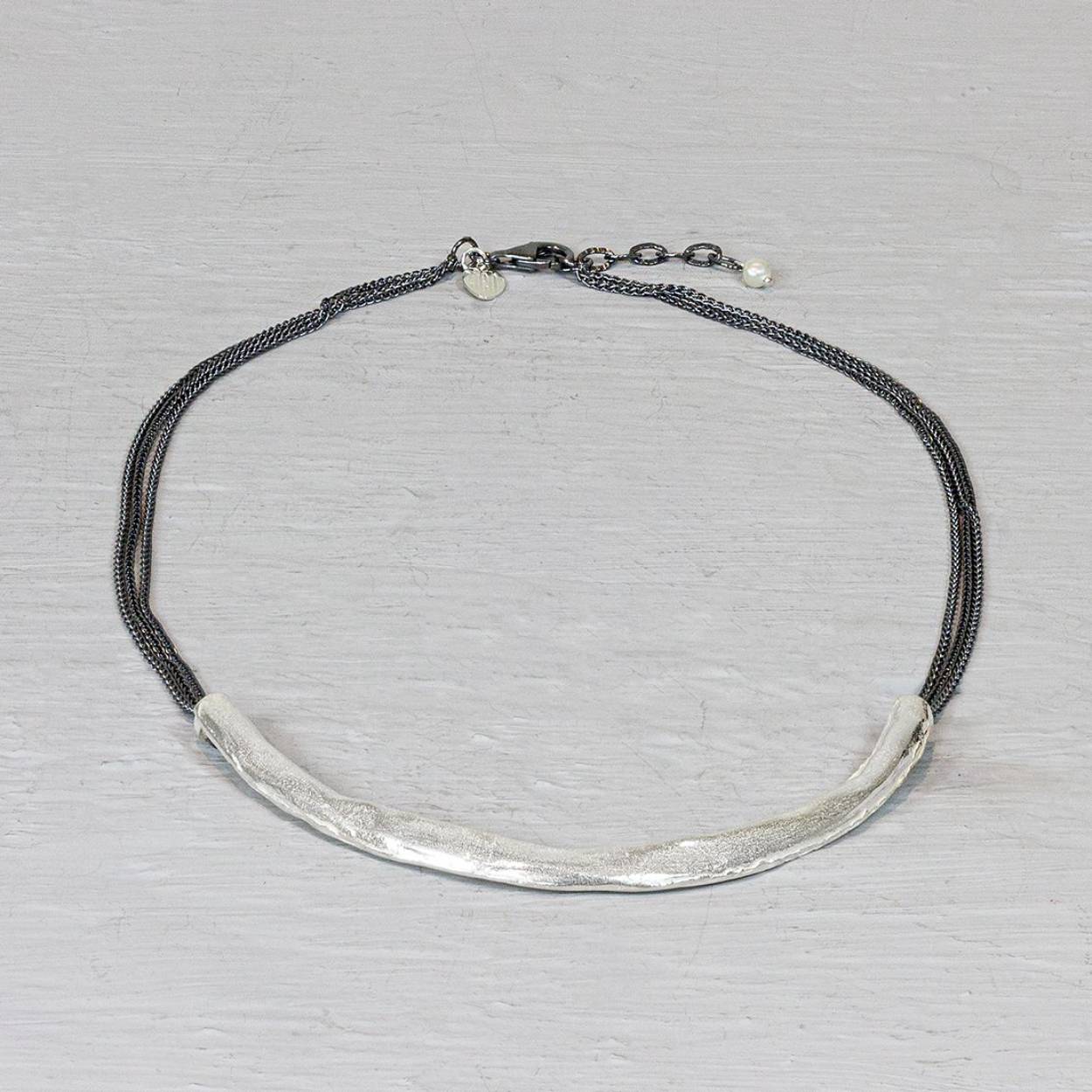 Jeh collier zilver Collier 3 toeren met zilveren glimlach