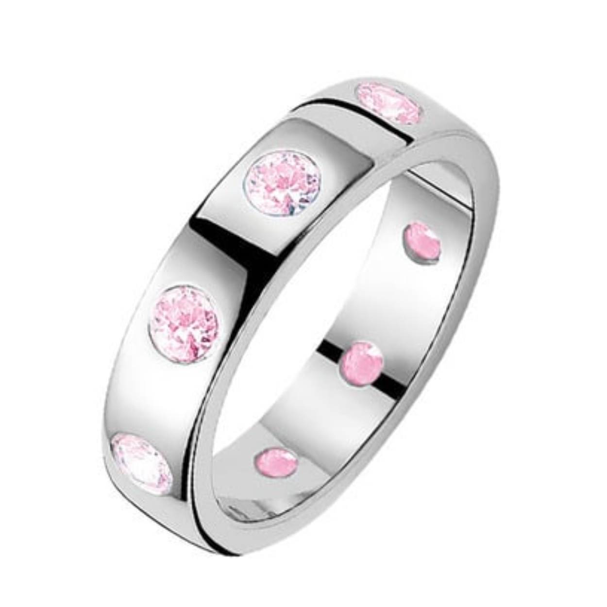 Zinzi zilveren ring rondom roze zirkonia mt56 ZIR383