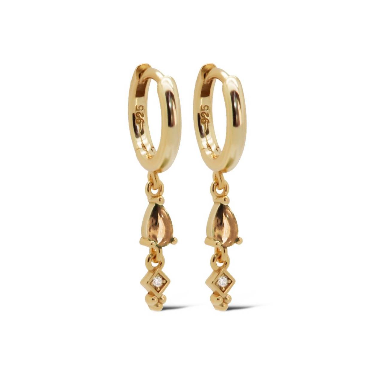 A139GP_C Karma oorringen MINA drop champagne | zilver verguld | zirkonia's