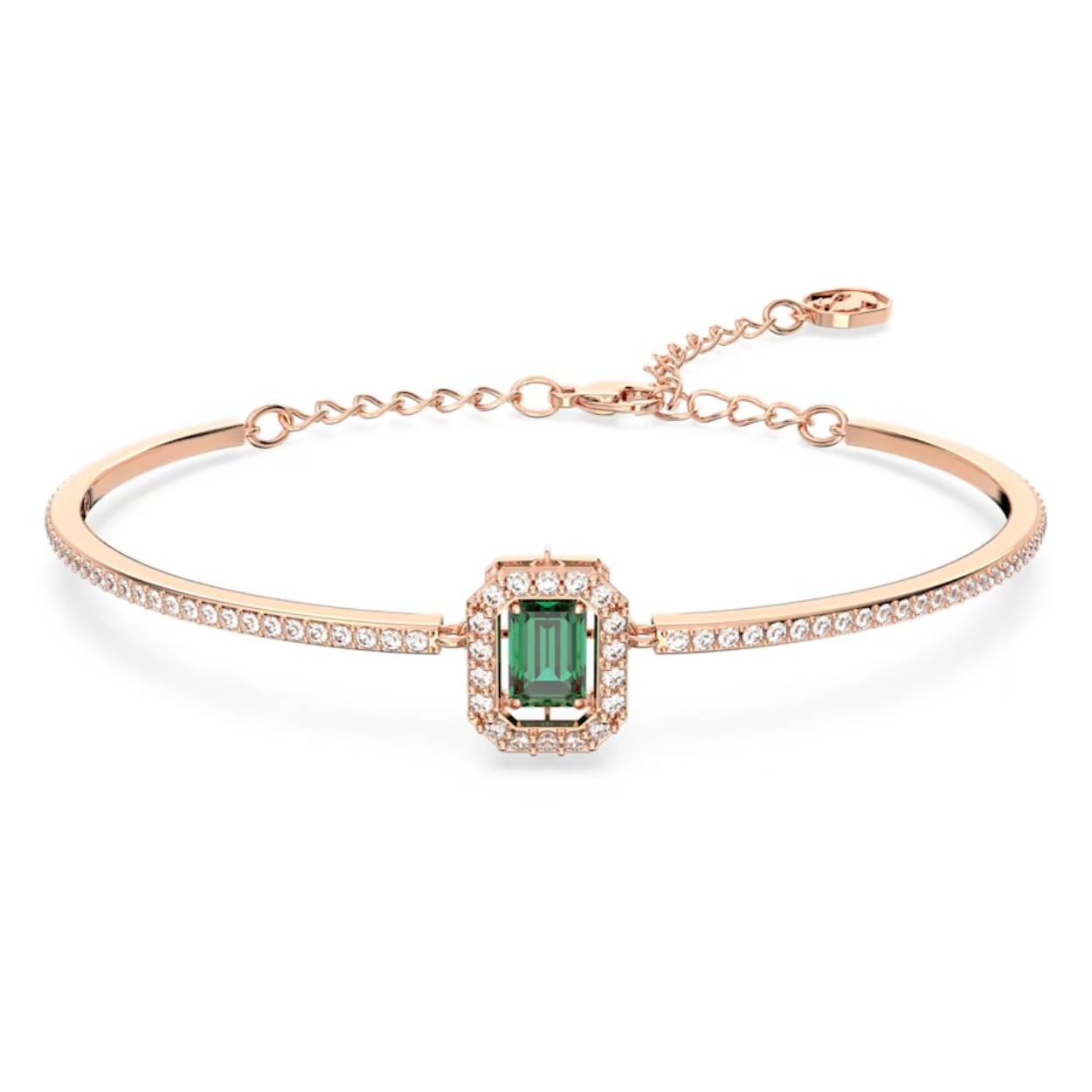 Deze armband komt tot leven door de diepgroene steen in het midden en maakt uw dagelijkse outfits net iets specialer. Rondom de steen met octagon-slijpvorm en langs de band met roségoudkleurige toplaag is helder kristalpavé gezet voor een directe schittering. Afzonderlijk te dragen of in combinatie met een bijpassend Millenia-sieraad om de set compleet te maken.

Artikelnr.: 5650071
Collectie:  Millenia
Kleur:  Groen
Afmetingen (ovaalvormig): 5.9 cm x 4 cm
Type sluiting:  Karabijn