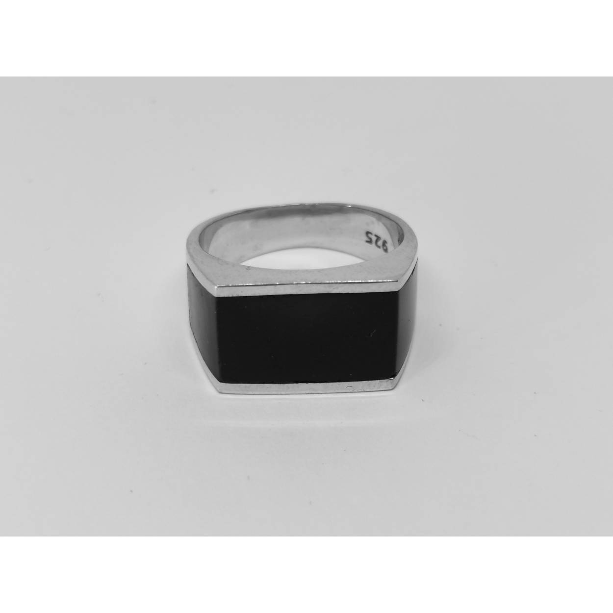Zilveren heren zegel ring zwart