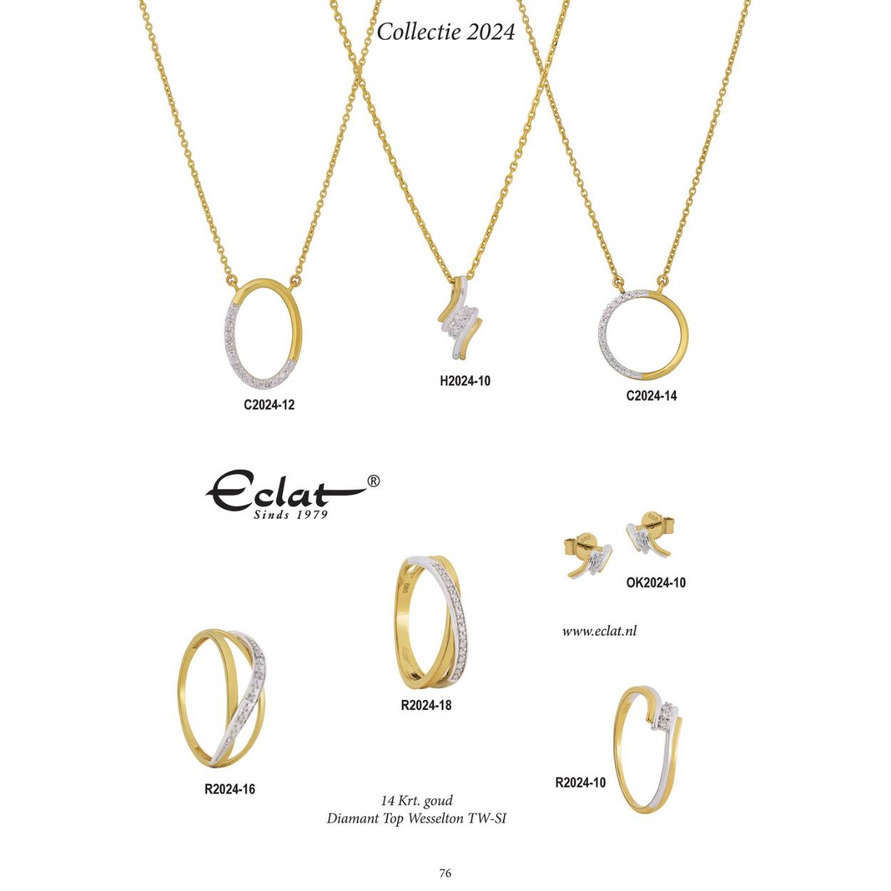 Eclat Gouden Bi Colour Hanger met 0.04 ct 