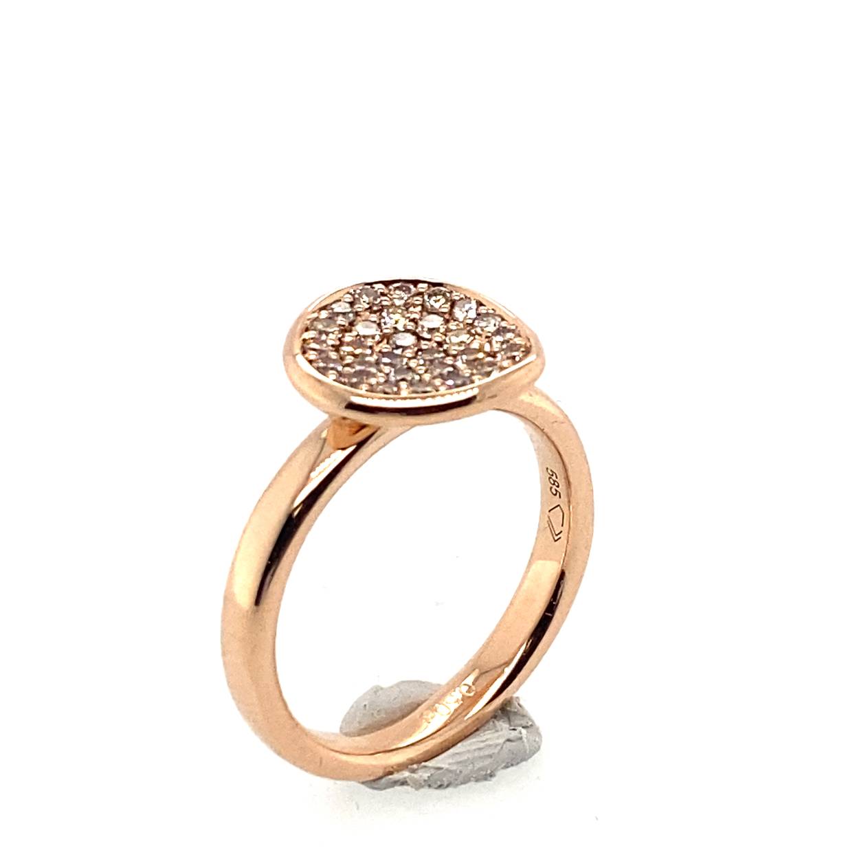 14 krt rose gouden damesring met bruin diamant 0.50ct 