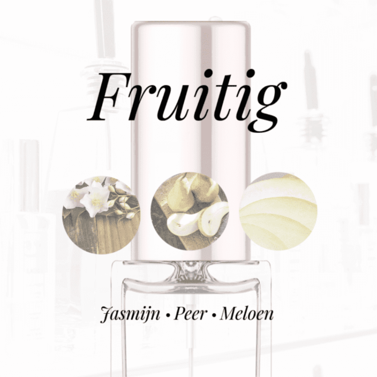 Eigenschappen
Geur: Fruitig
Waarneembare geuren: Jasmijn, Meloen, Peer
Sillage: Midden
Seizoen: All season
Eigenschap: Charmant
Stijl: Elegant
Geurgroep: Bloemig Fruitige
Hoofdakkoorden: Bloemig, Fruitig, Witte bloemen, Zoet, Aquatisch
Top noten: Magnolia, Meloen, Perzik, Peer, Bergamot en Mandarijn
Midden noten: Tuberoos, Pruim, Viooltje, Orchidee, Fresia, Jasmijn, Lelietje-van-dalen en Roos
Basis noten: Muskus, Vanille, Ceder en Bramen
