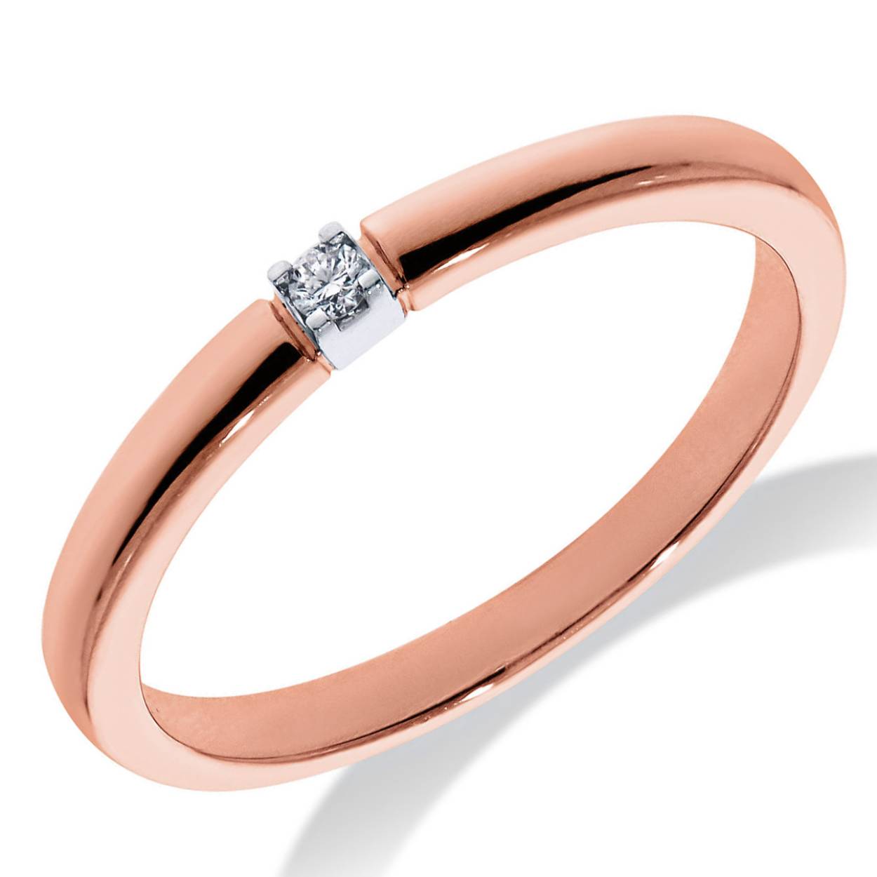14k roségouden diamanten ring met 0.02 caraat. h/si