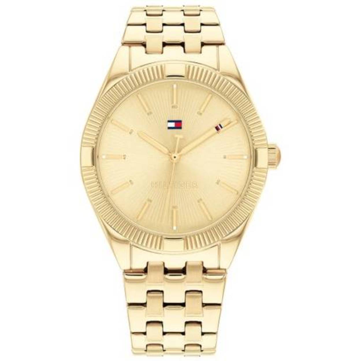 Dit Tommy Hilfiger horloge behoort tot de Rachel collectie.
Referentienummer: TH1782550 

Dit horloge van Tommy Hilfiger is een sportief chique dameshorloge die je zeker aan je collectie kunt toevoegen. Het stalen dameshorloge heeft een ronde goudkleurige kast met een gekartelde bezel en een goudkleurige bewerkte wijzerplaat. De goudkleurige schakelband heeft gladde en matte schakels en is op lengte verstelbaar. Het horloge heeft een vouwsluiting, een mineraalglas, een doorsnee van 34mm en is 3 ATM.  
