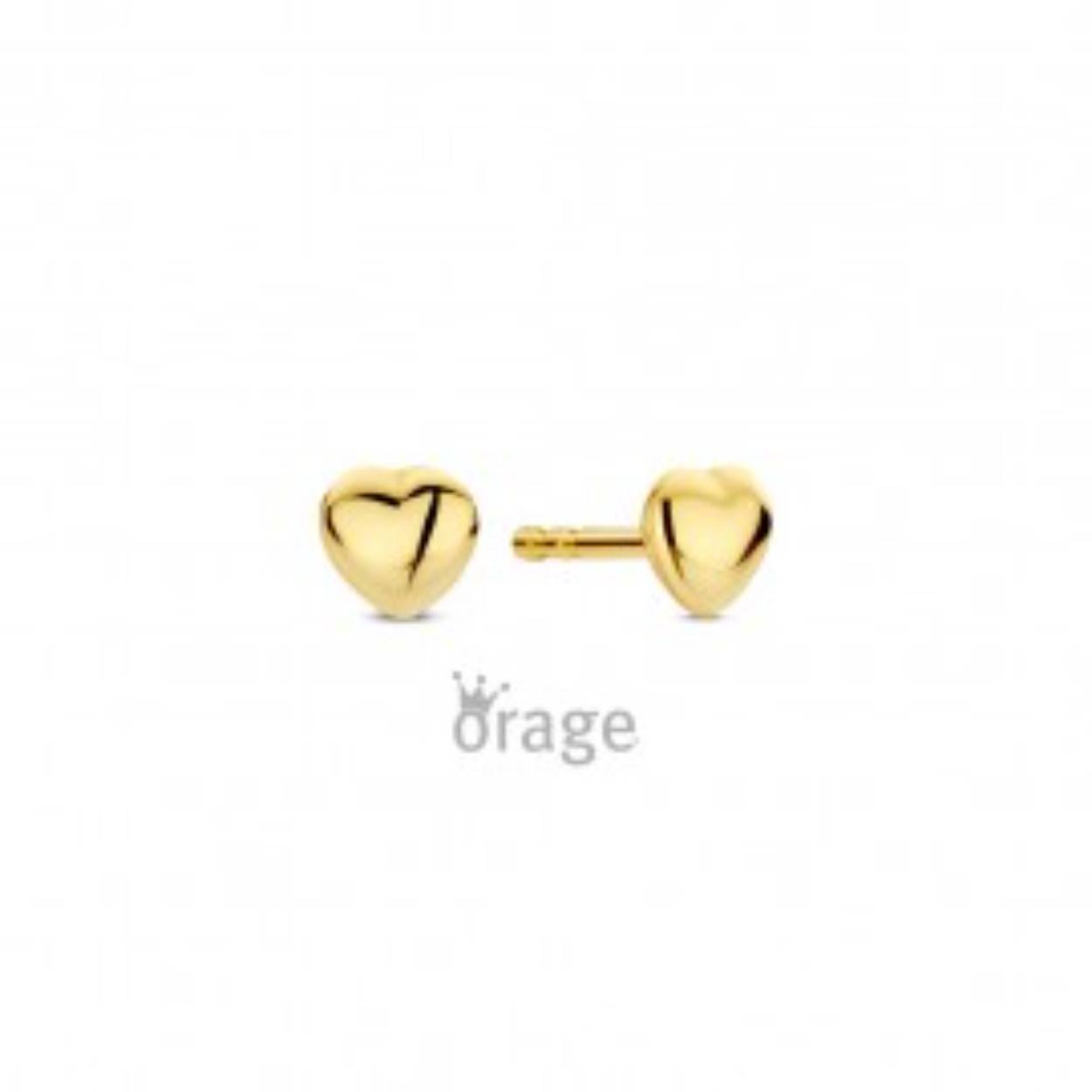 Orage Kids oorstekers hartje goud 9k.