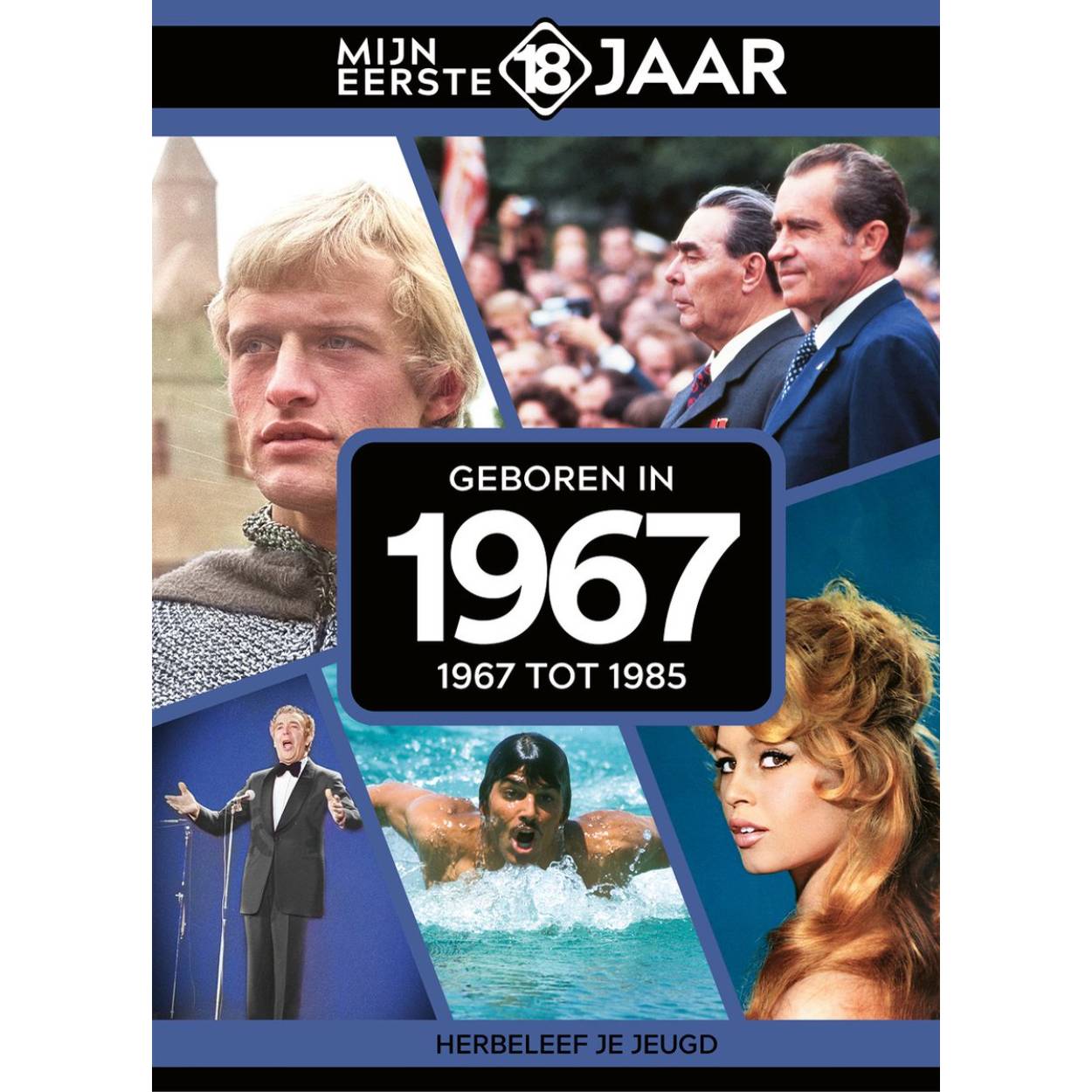 MIJN EERSTE 18 JAAR; GEBOREN IN 1967 De jaren van 1967 tot 1985 Mijn Eerste 18 Jaar is hét boek vol met ‘oh ja!’-momenten. Droom weg bij alle hoogtepunten uit jouw jeugd. Zo beleef je de meest spraakmakende momenten uit de eerste 18 jaar van jouw leven opnieuw. Aan welke hits, films en tv-programma’s heb je mooie herinneringen? Hoe was de mode toen, het straatbeeld en de rages? Welke sporthelden zijn je bijgebleven? En wat was het nieuws waar iedereen het over had? Mijn Eerste 18 Jaar staat boordevol jeugdsentiment. Met maar liefst 182 pagina’s aan kleurrijke foto’s, anekdotes en iconische beelden uit jouw jonge jaren. Ook hebben we per jaar de grootste hits voor je verzameld. Scan de code en beluister jouw hits. Begin met bladeren en herbeleef je jeugd!