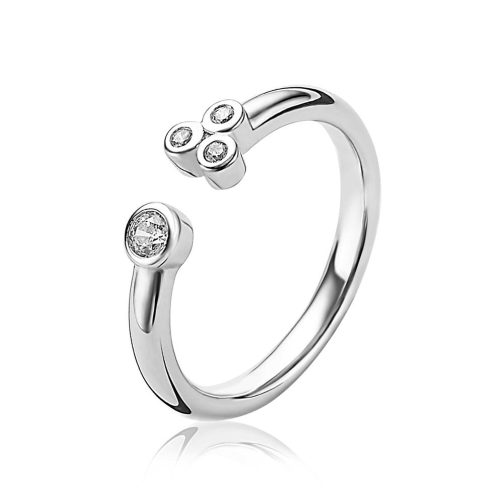 ZINZI zilveren open ring rond wit ZIR1829 maat 17,25
