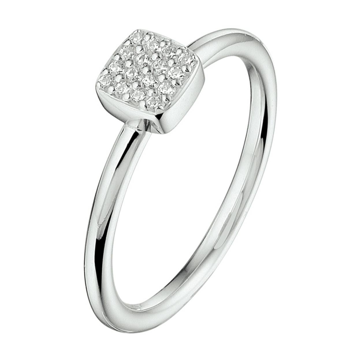 Gerhodineerd 925 zilveren aanschuifring met een schitterend zirkonia vlak. De ring heeft een breedte van 5.5mm.