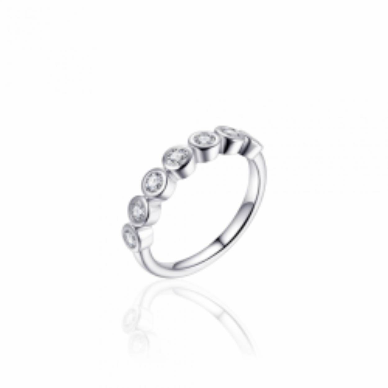 R380/54 zilveren ring | 7 zirkonia's maat 54