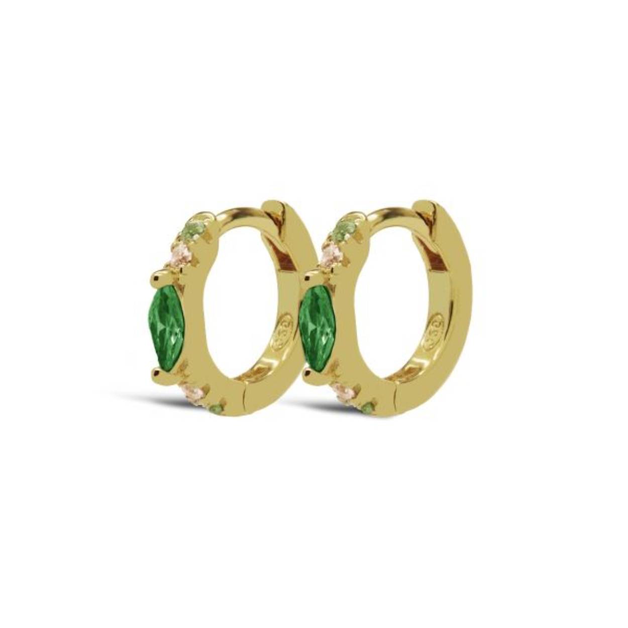 H162EG Karma Hinged Hoops OVAL Emerald Green
