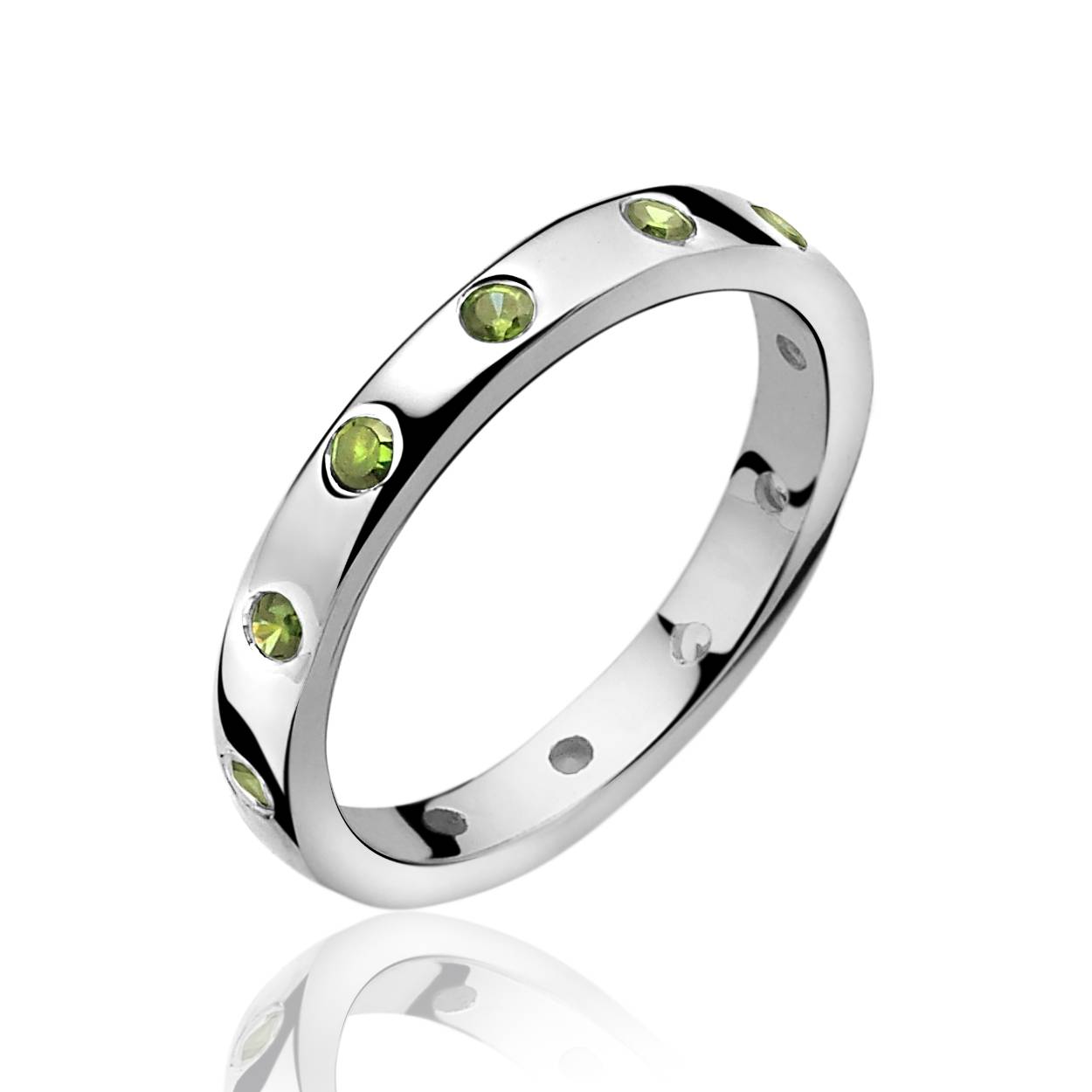 Zilveren zinzi ring mosgroene stenen