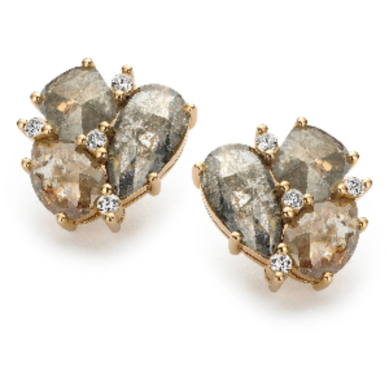 ROOS1835 ROOD GOUDEN OORKNOPPEN 18 KT 5,18 CT