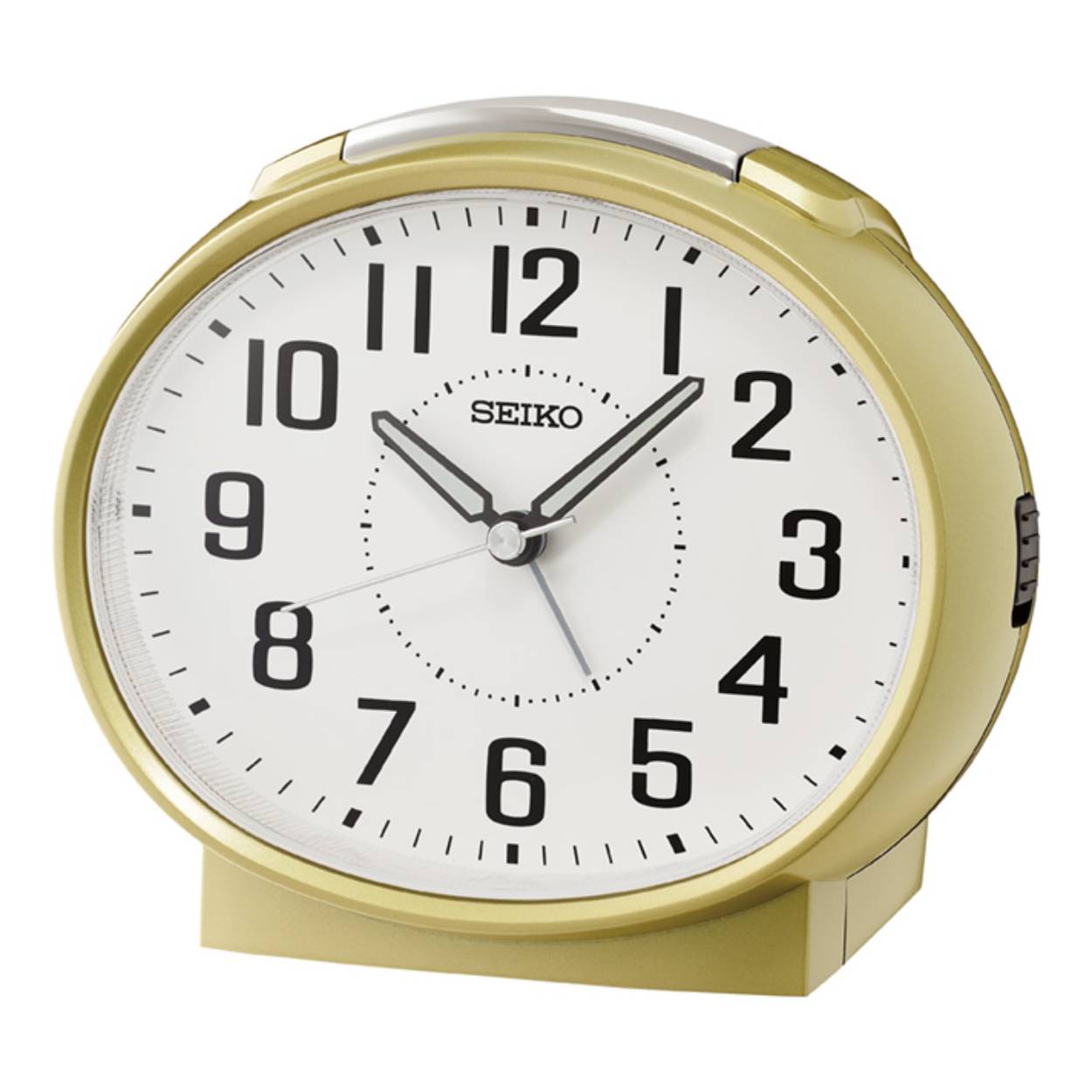 Seiko wekker QHK059G, 
6,6 x 6,4 x 3,6 cm kunststof Doorlopende seconde Piep-alarm met sluimerfunctie Wijzerplaatverlichting