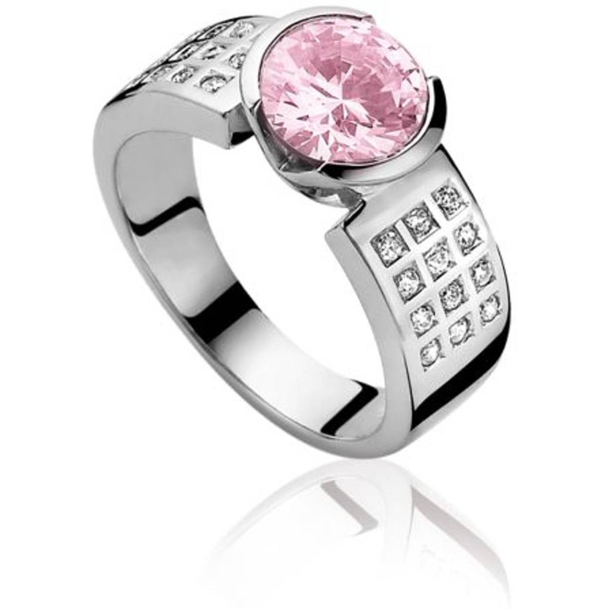 Zinzi zilveren ring roze/wit zirkonia mt52 zir500r