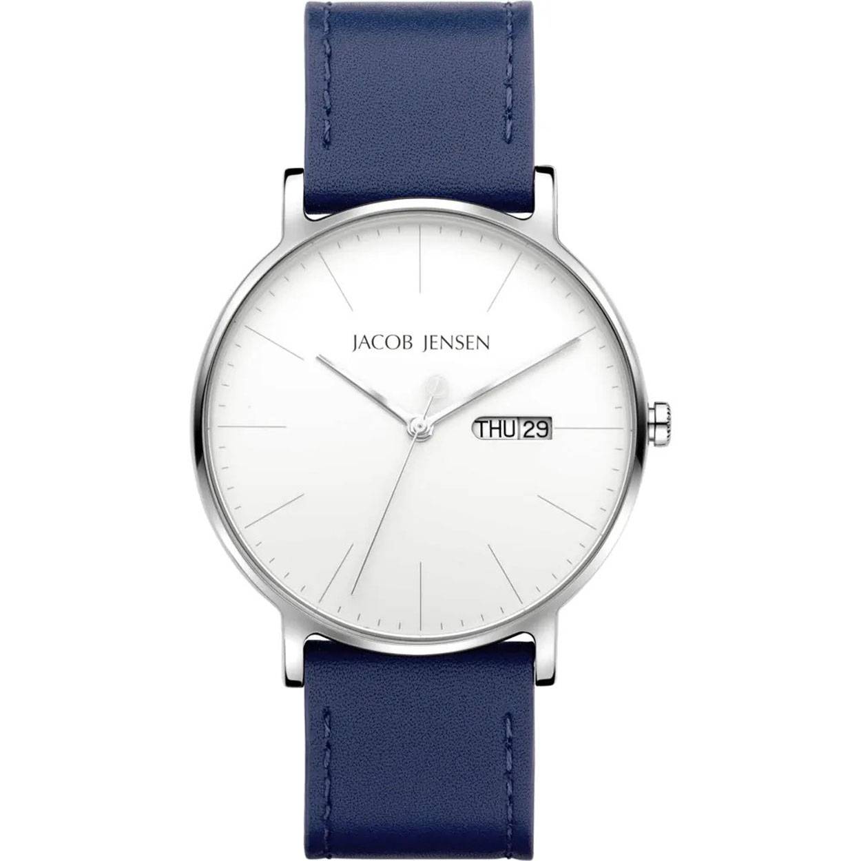 Jacob Jensen Timeless Nordic - Titanium - Lederen band - Saffierglas