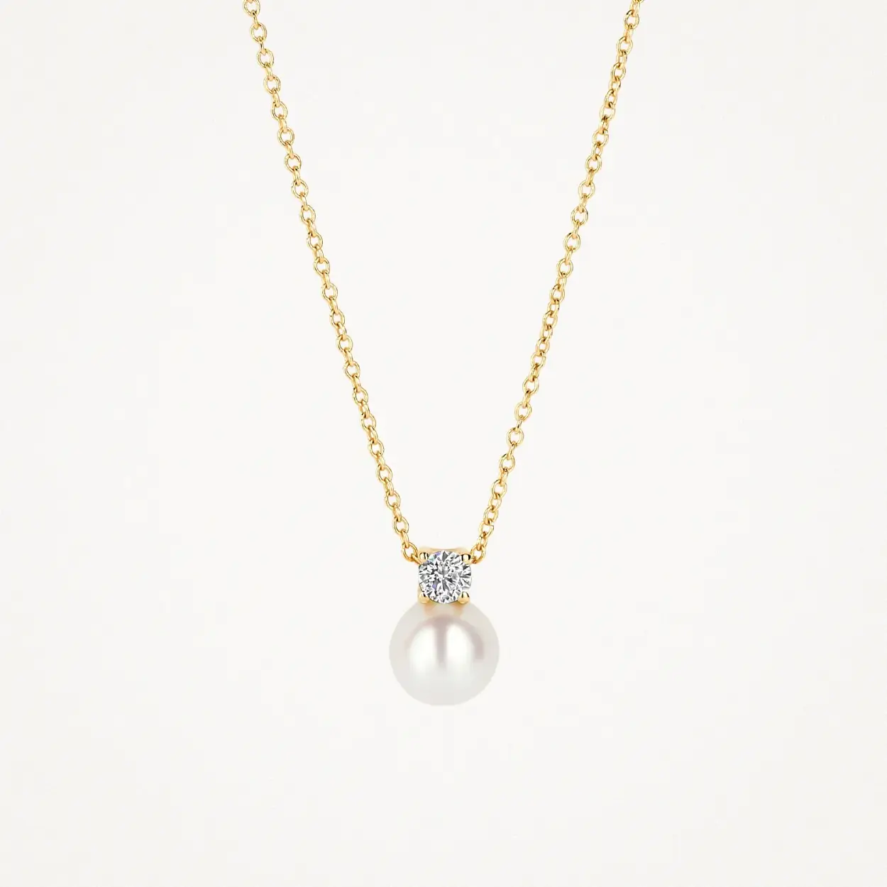 14k Geelgoud met Parel en Zirkonia