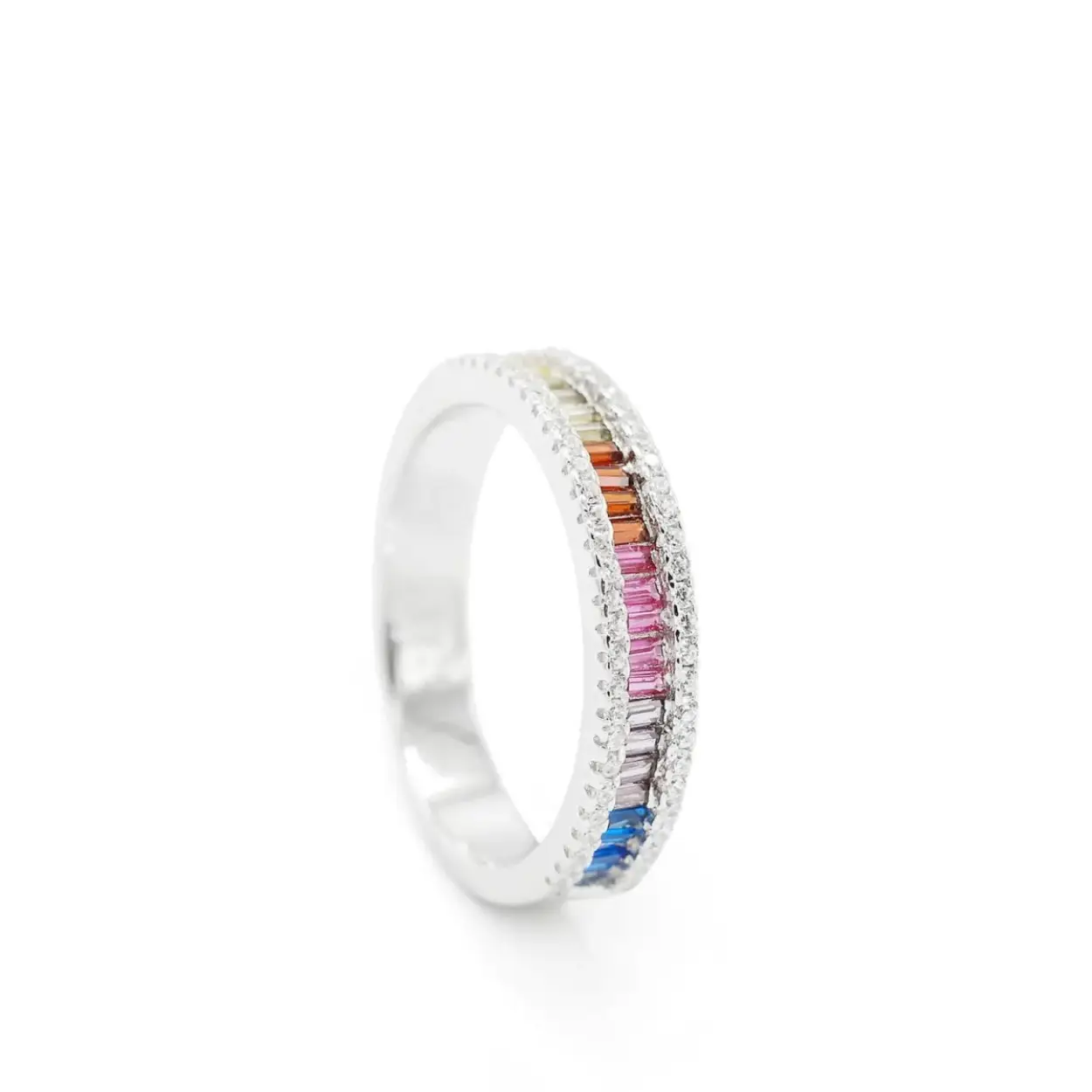RAINBOW DESIGN ZILVEREN ZIRCONIA RING