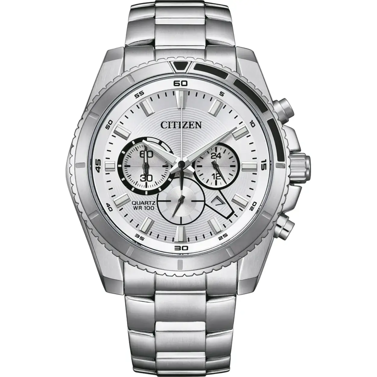 Dit Citizen horloge heeft een kast gemaakt van Roestvrijstaal met een diameter van 44 mm en is voorzien van een metalen band. In de kast bevindt zich een Citizen kwaliteitsuurwerk en is afgewerkt met Mineraalglas