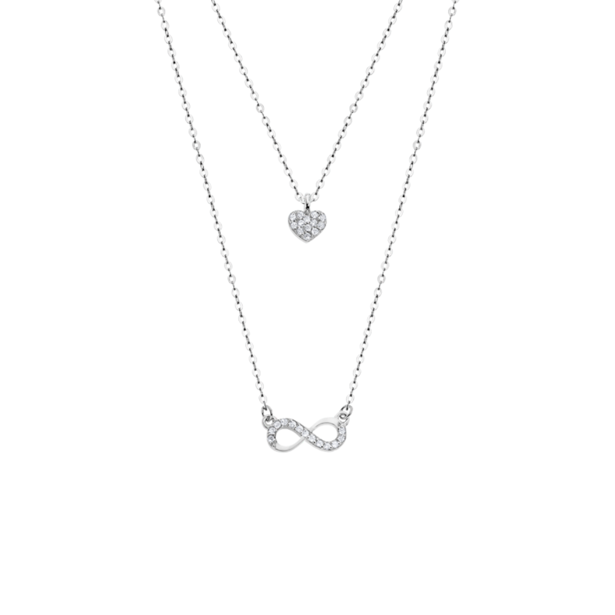 Zilveren ketting infinity/hartje lotus silver