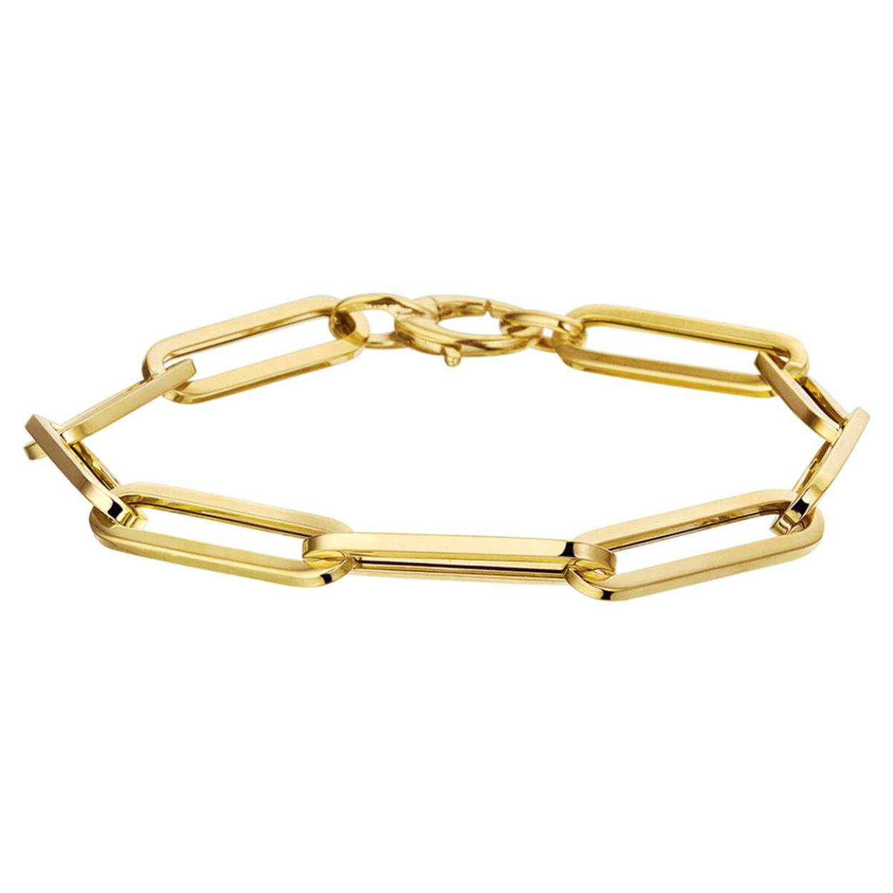 Geelgouden armband met een lengte van 19cm en 6mm anker schakel uitgevoerd met een stevige karabijn sluiting